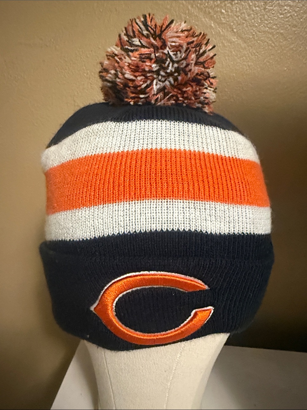 Chicago Bears Pom Beanie - Navy & Orange